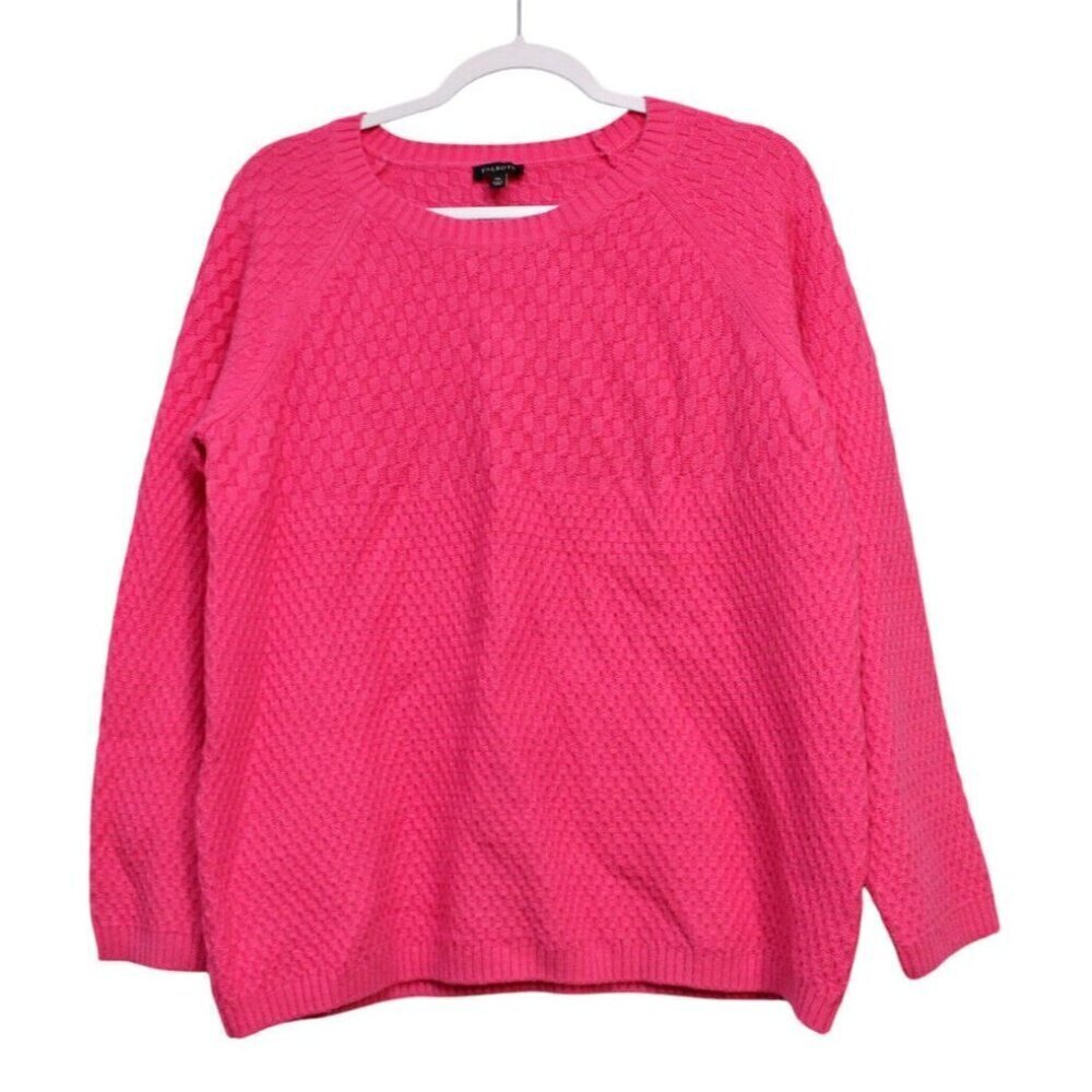 Talbots Sweater Size XL Lambs Wool Textured Knit Pink Valentines Day Preppy Soft